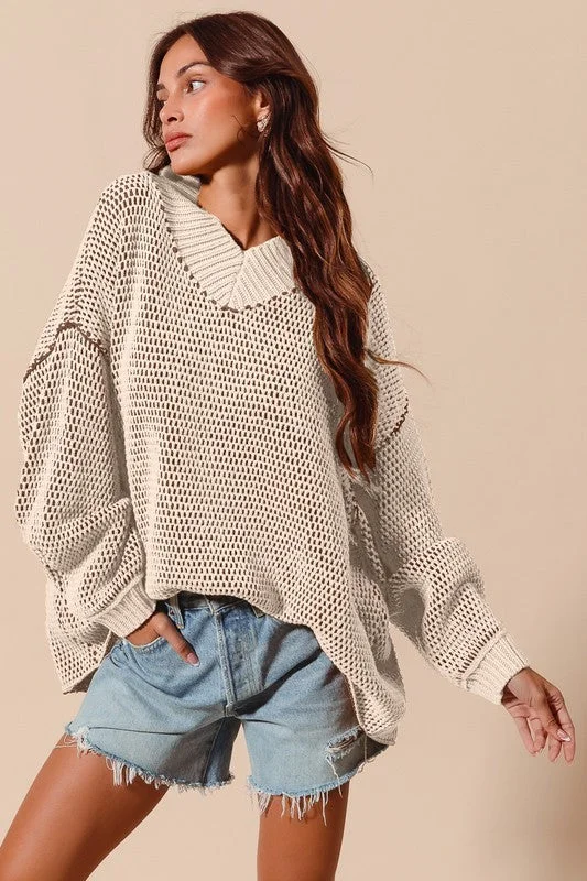 Two Toned Perfection Oatmeal Sweater